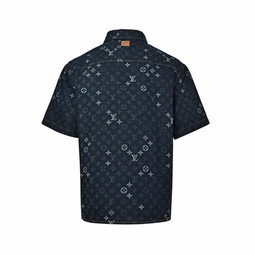 All-Over Monogram Denim Shirt | Dark Indigo
