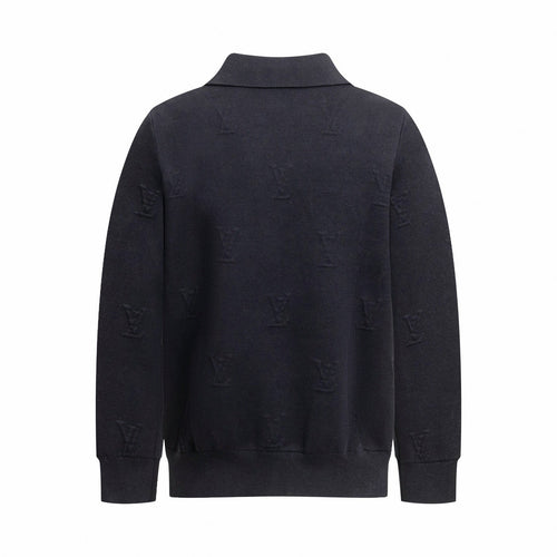 3D Monogram Embossed Zip-Through Cardigan | Midnight Blue