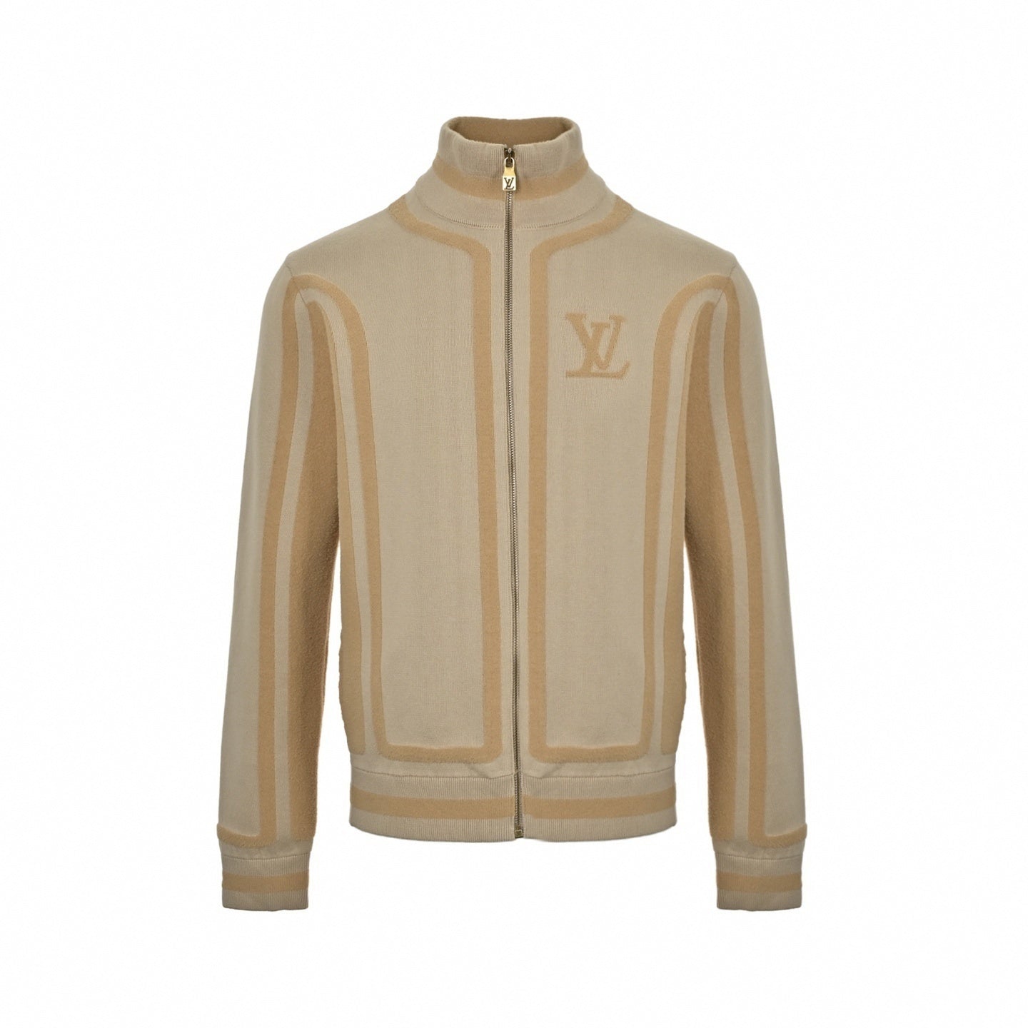 Script Textured Knit Cardigan | Beige
