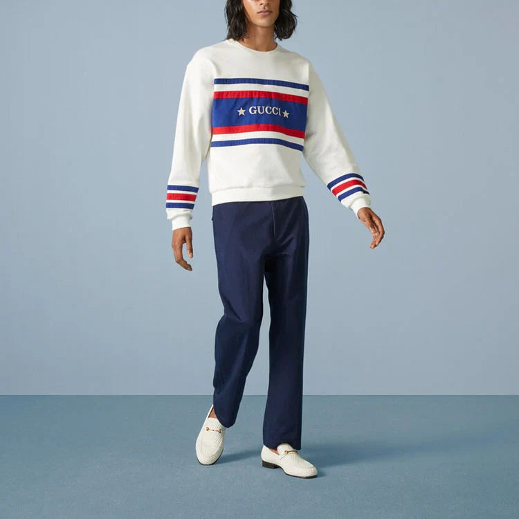 Vintage Star Logo Striped Sweatshirt