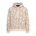 All-Over Logo Knit Hoodie | Cream & Brown
