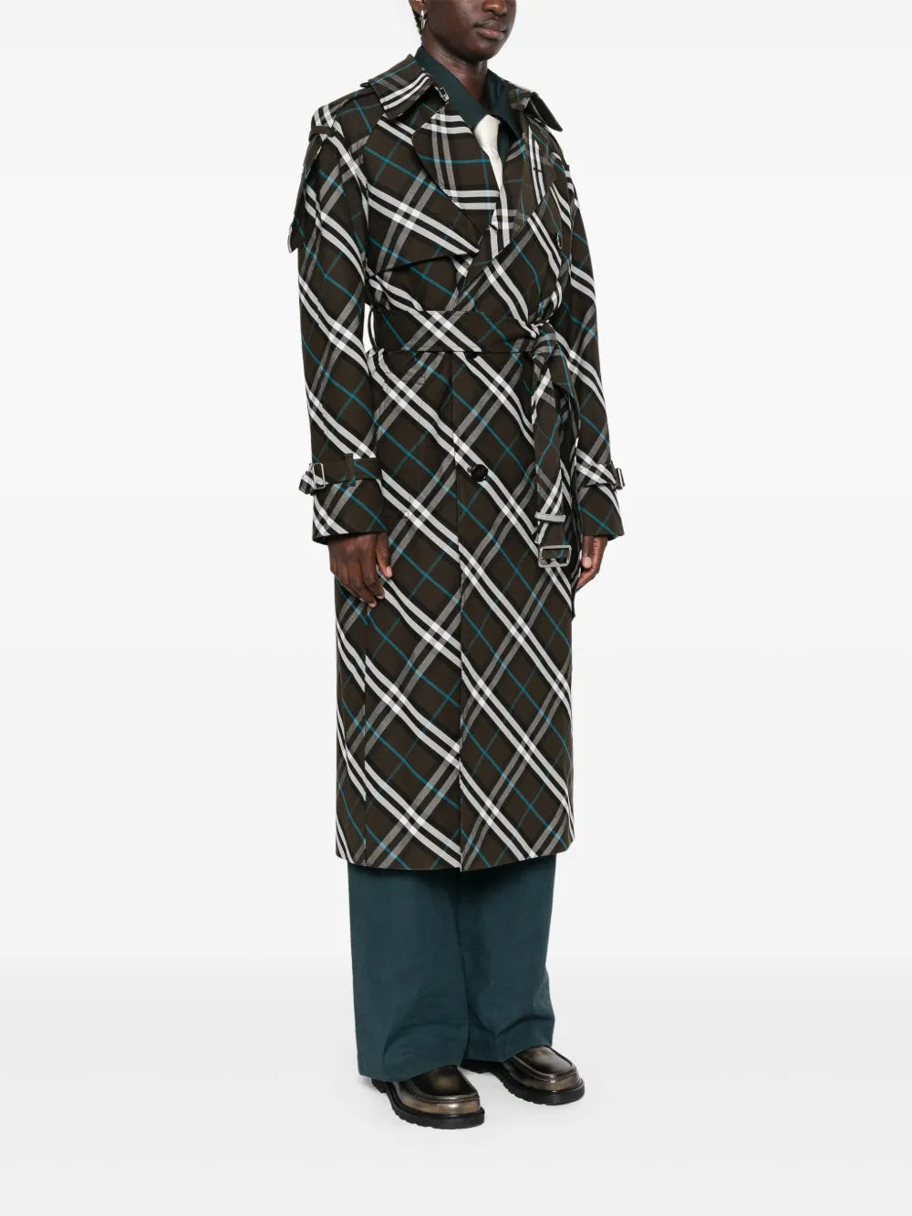 Checked Trench Coat