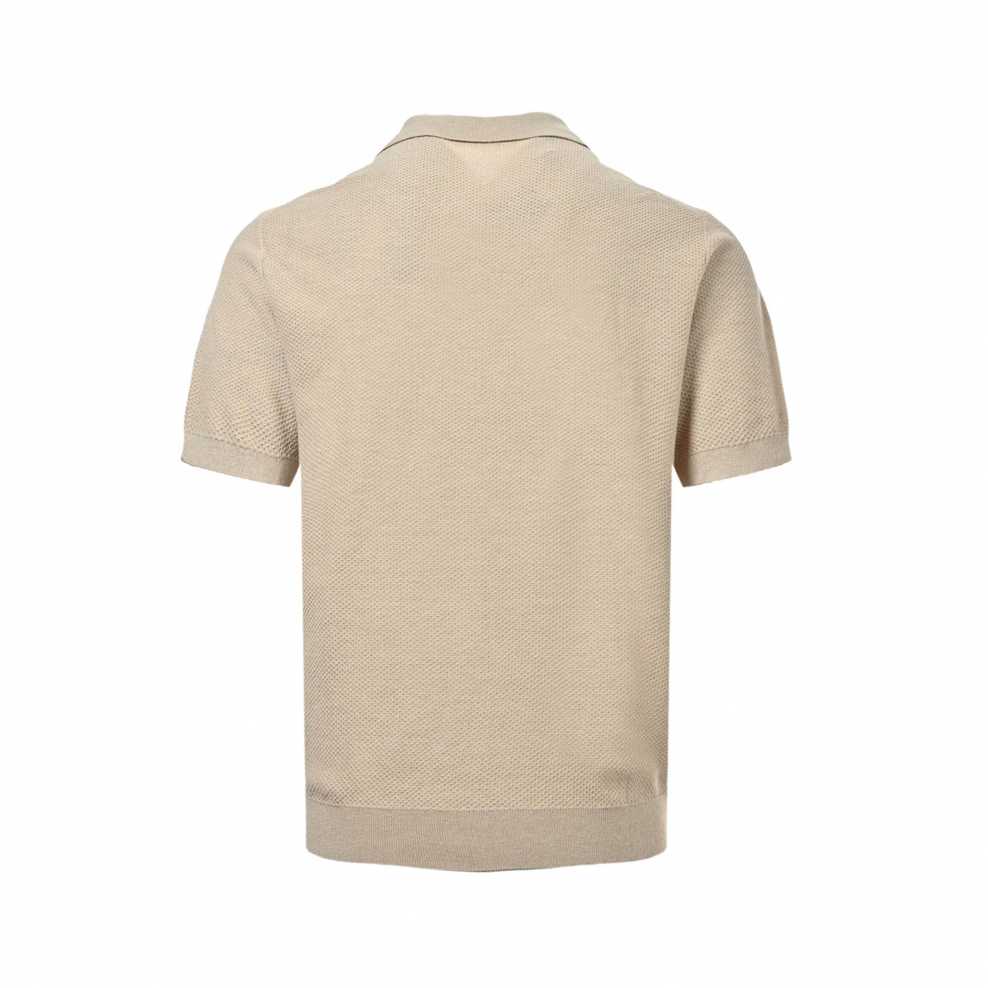 Textured Knit V-Neck Polo | Beige