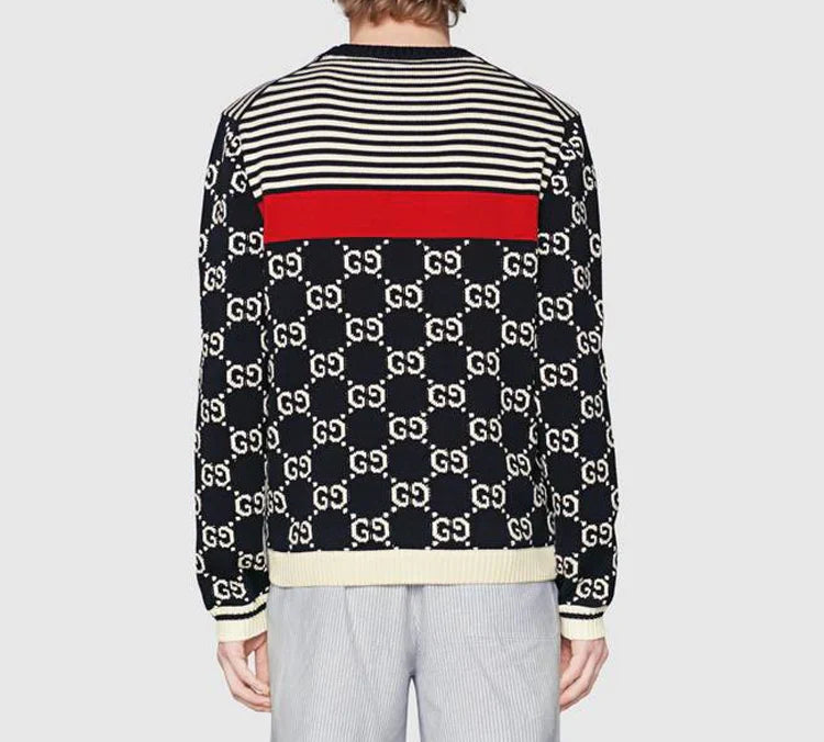 GG Jacquard & Striped Knit Sweater