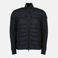 Gray Quilted Wool Zip Cardigan
