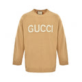 Intarsia Logo Pointelle Wool Sweater | Beige