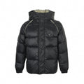 Contrast Piping Hooded Down Jacket | Black