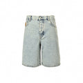 Monogram Embroidered Denim Shorts | Light Blue
