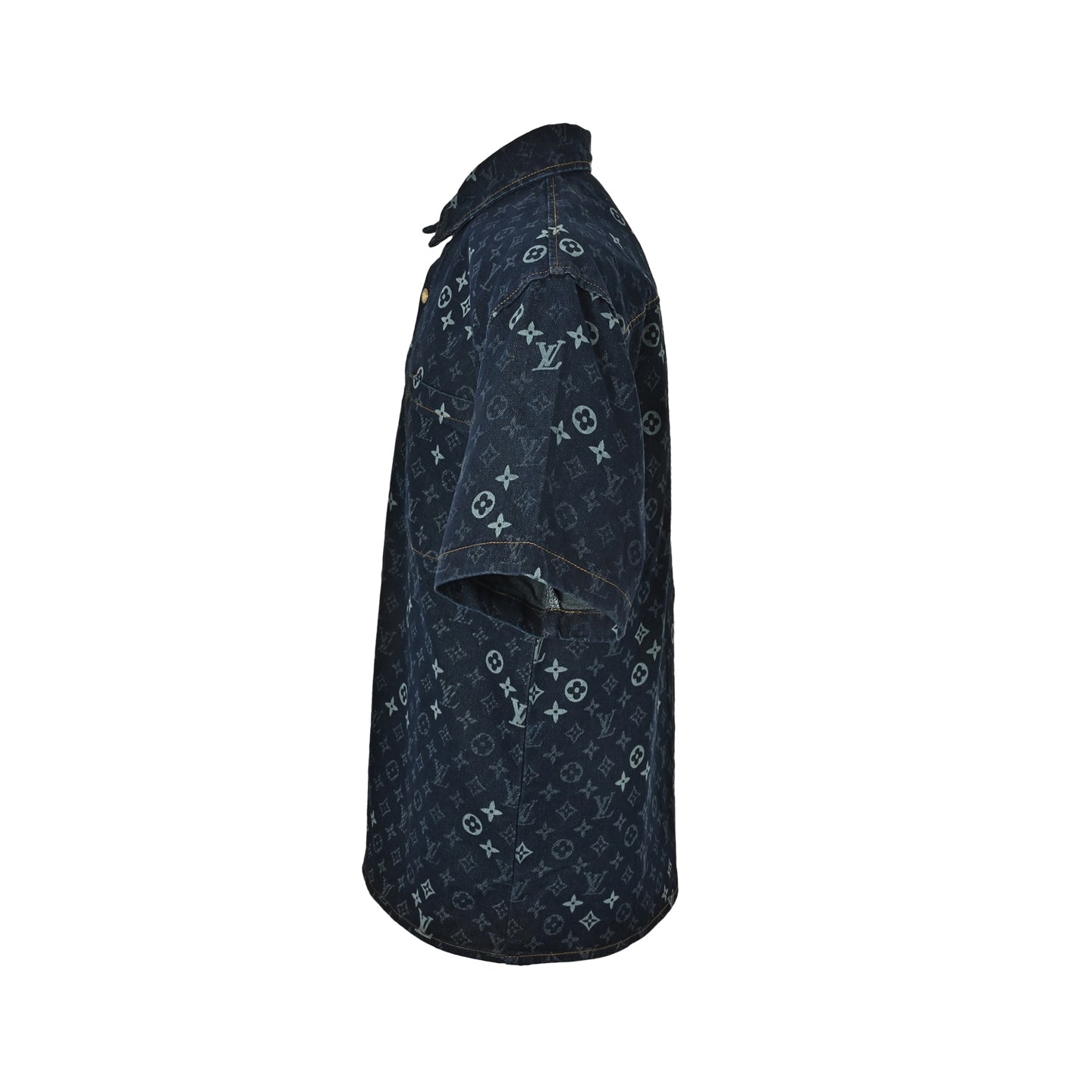 All-Over Monogram Denim Shirt | Dark Indigo