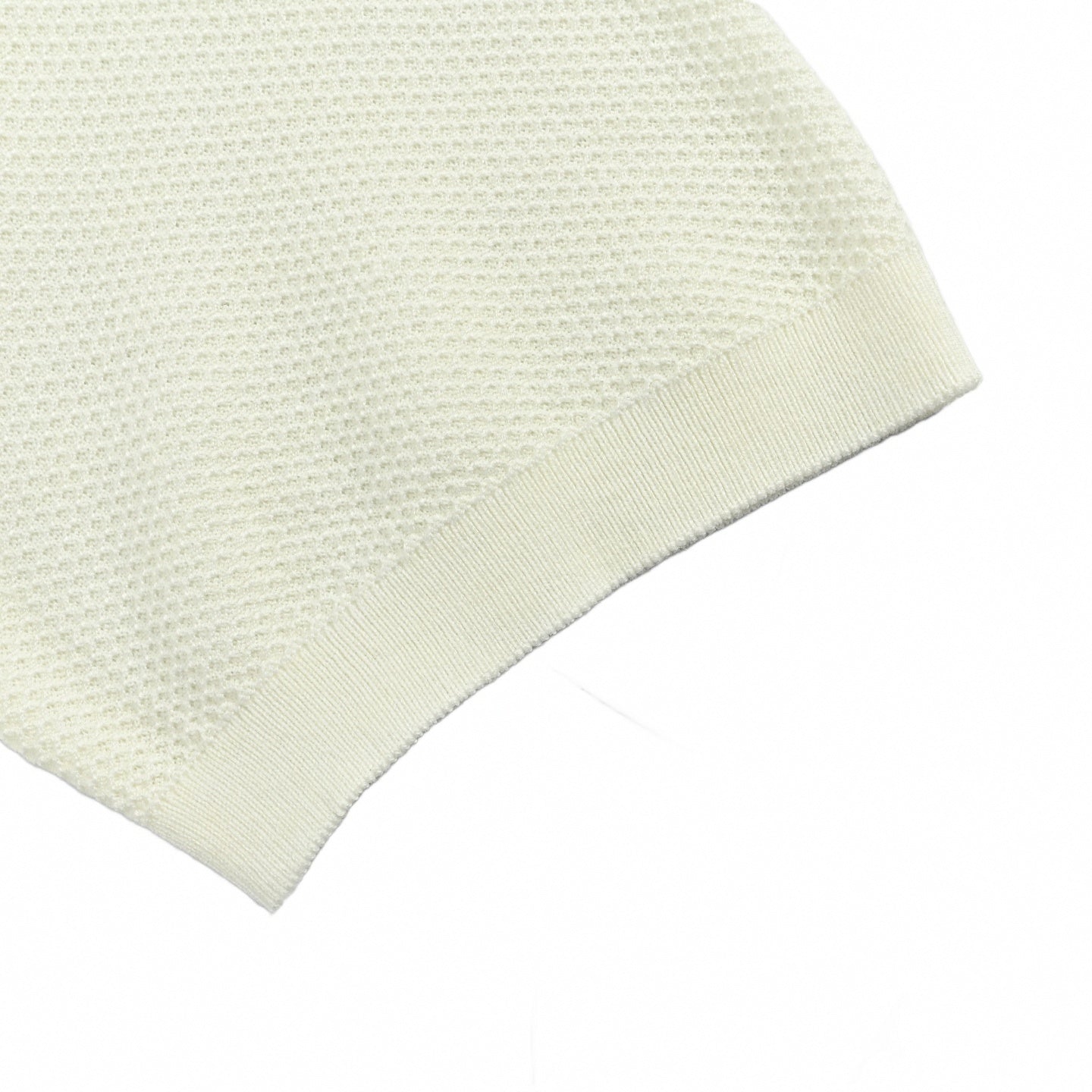 Textured Knit V-Neck Polo | White