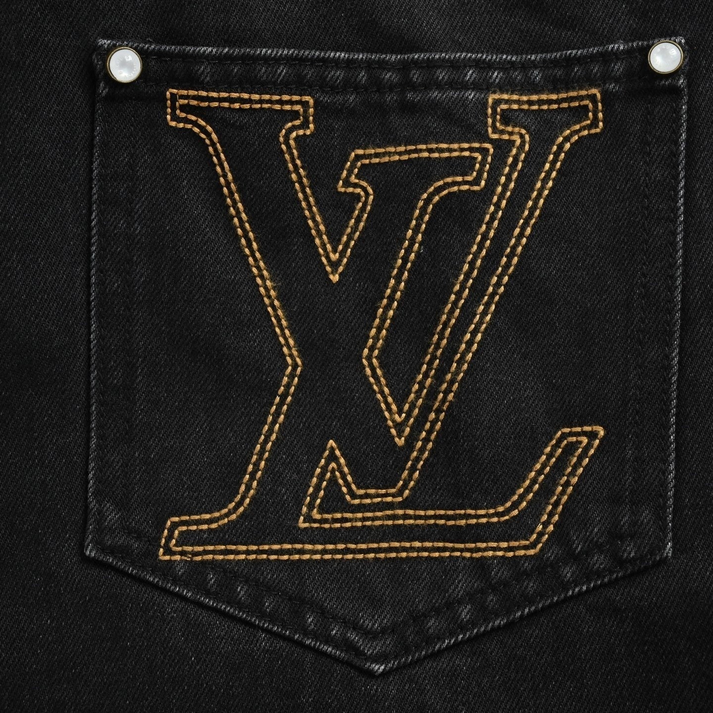 LV Signature Embroidered Jeans - Dark Wash