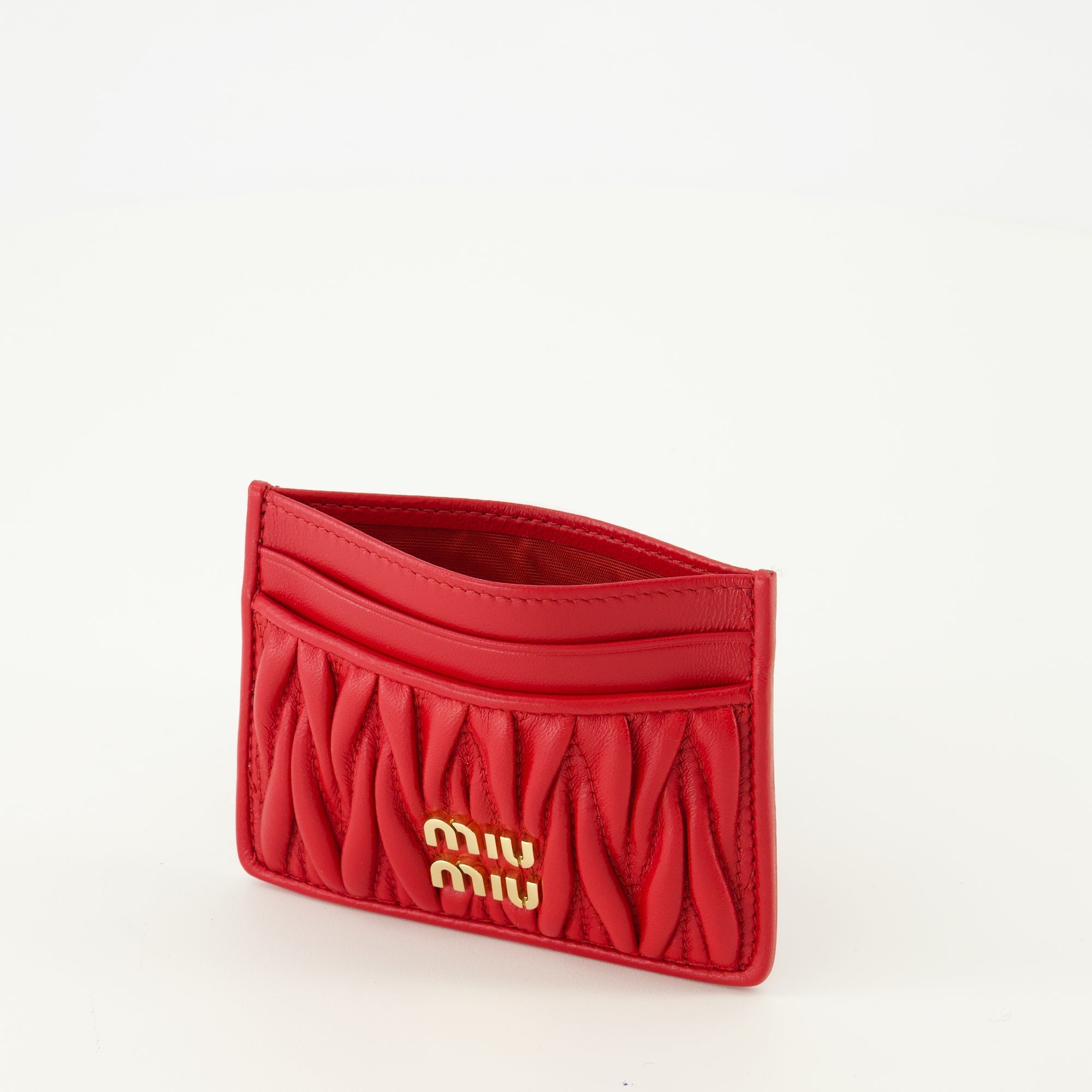 Red Quilted Leather Card Holder