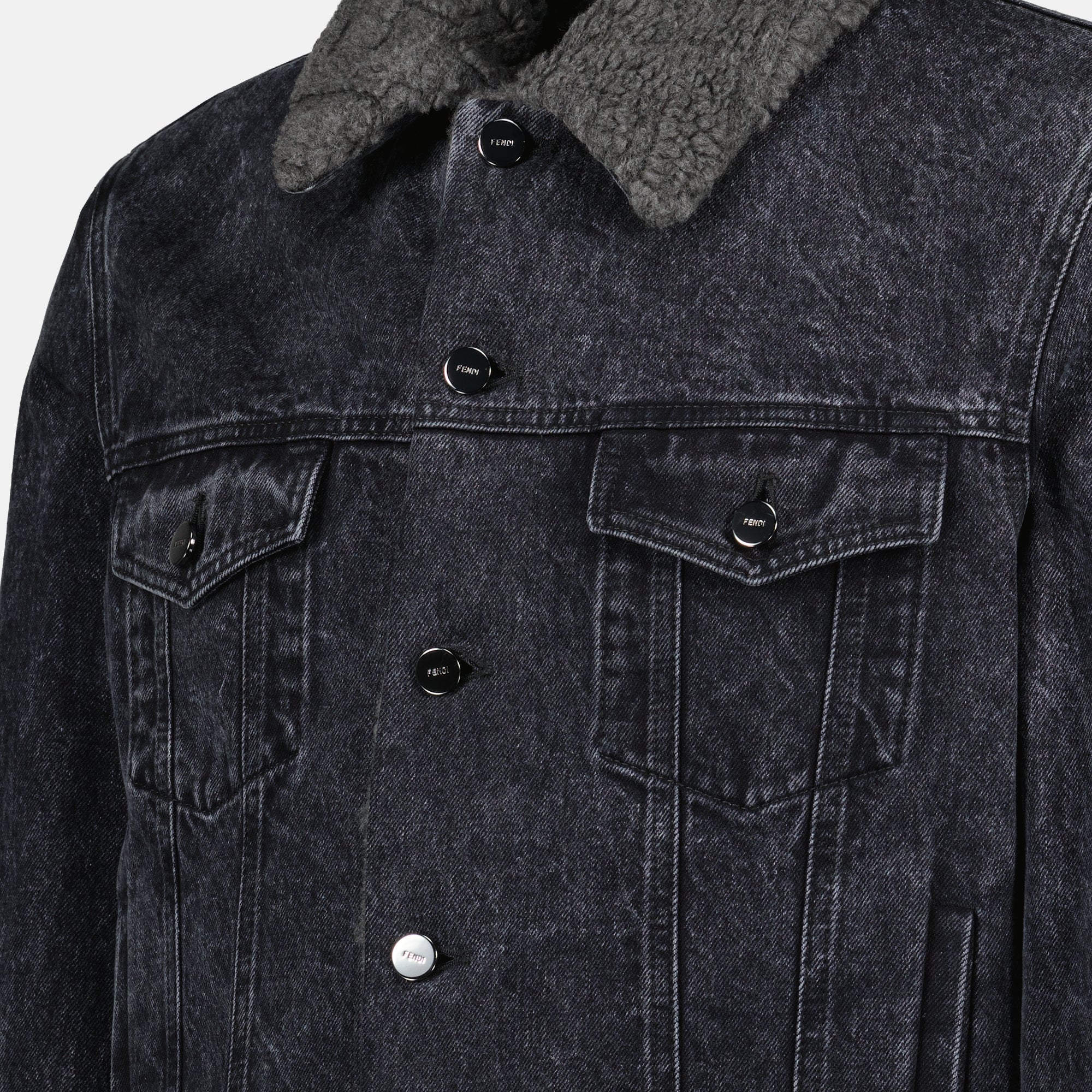 Black Quilted Denim Jacket
