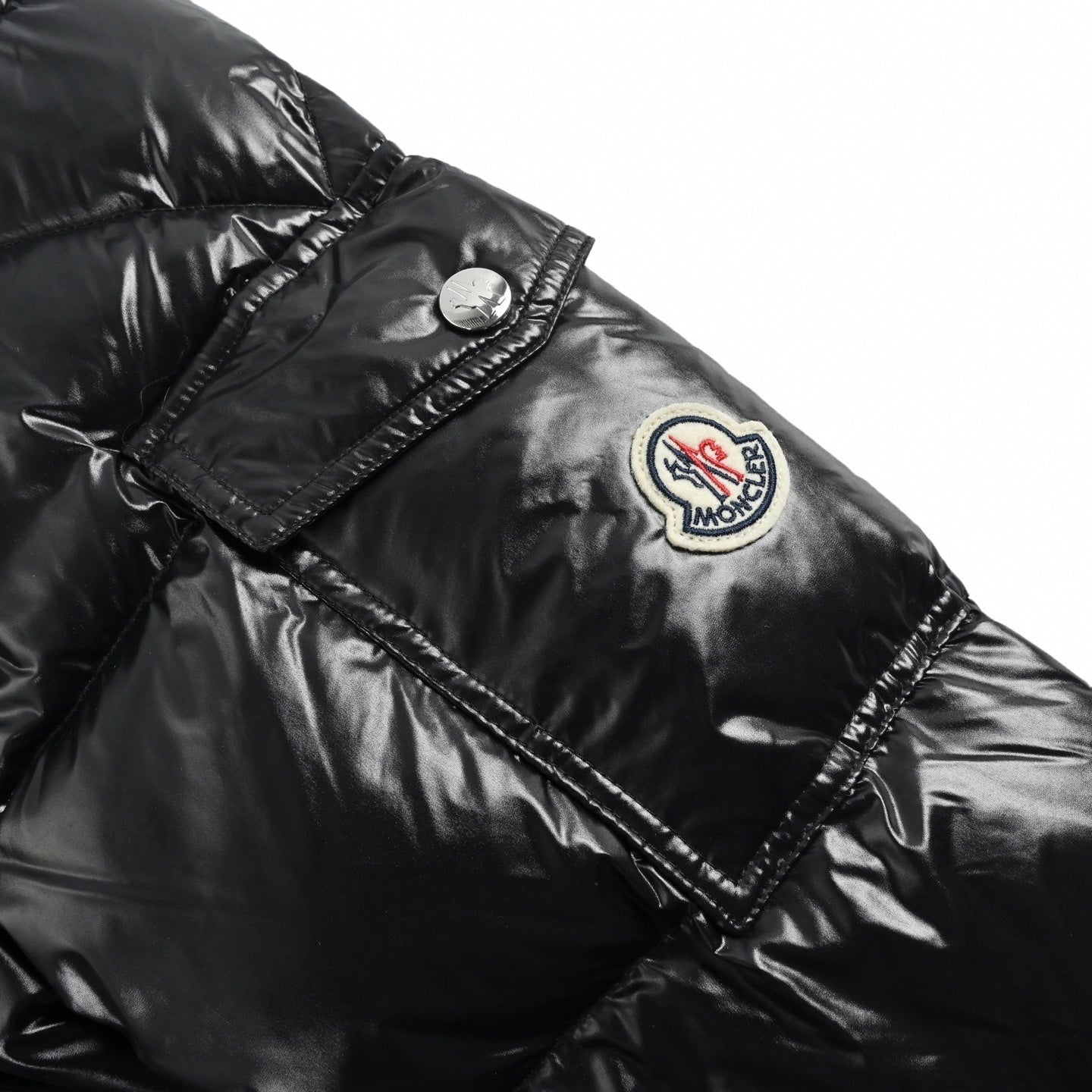 High-Gloss Nylon Long Down Parka | Black
