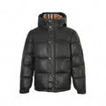 Check Lined Hooded Puffer | Black