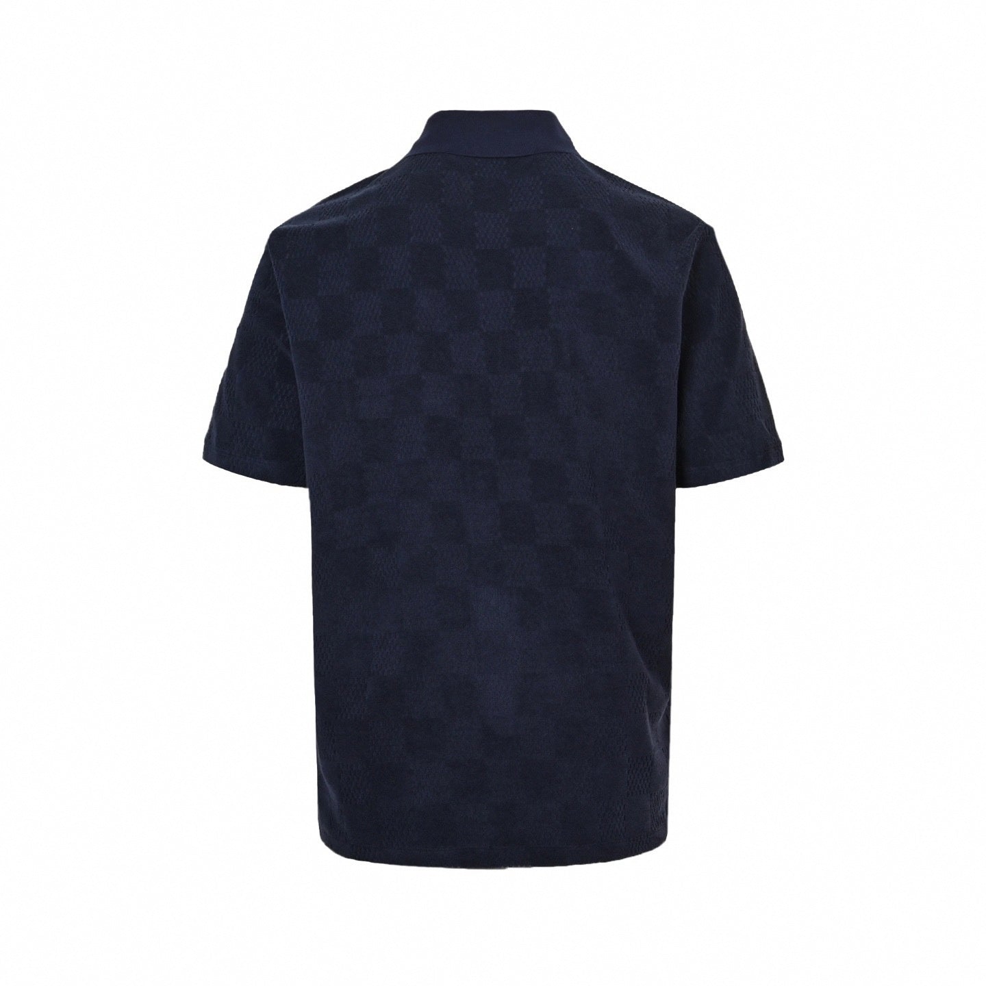 Damier Terry Cloth Button-Down Shirt | Navy Blue