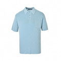 Pointelle Monogram Knit Polo | Light Blue
