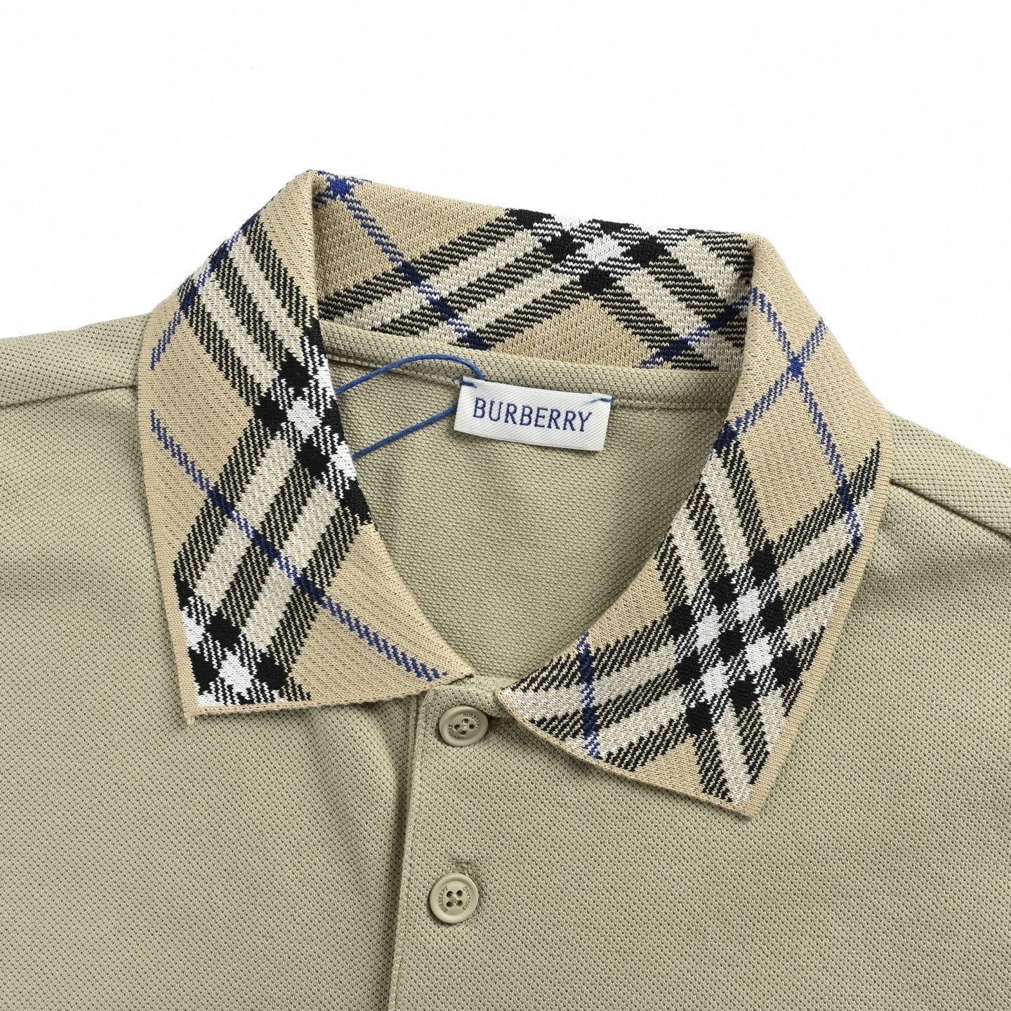 Check Collar Piqué Polo | Sage Green