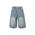 Oversized Distressed Denim Shorts | Light Blue Wash