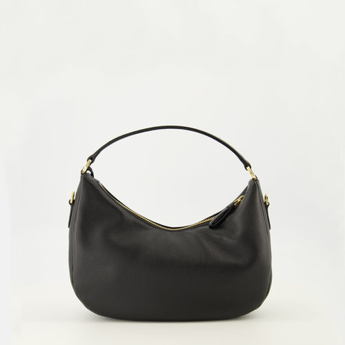 Black Leather Drawstring Bag