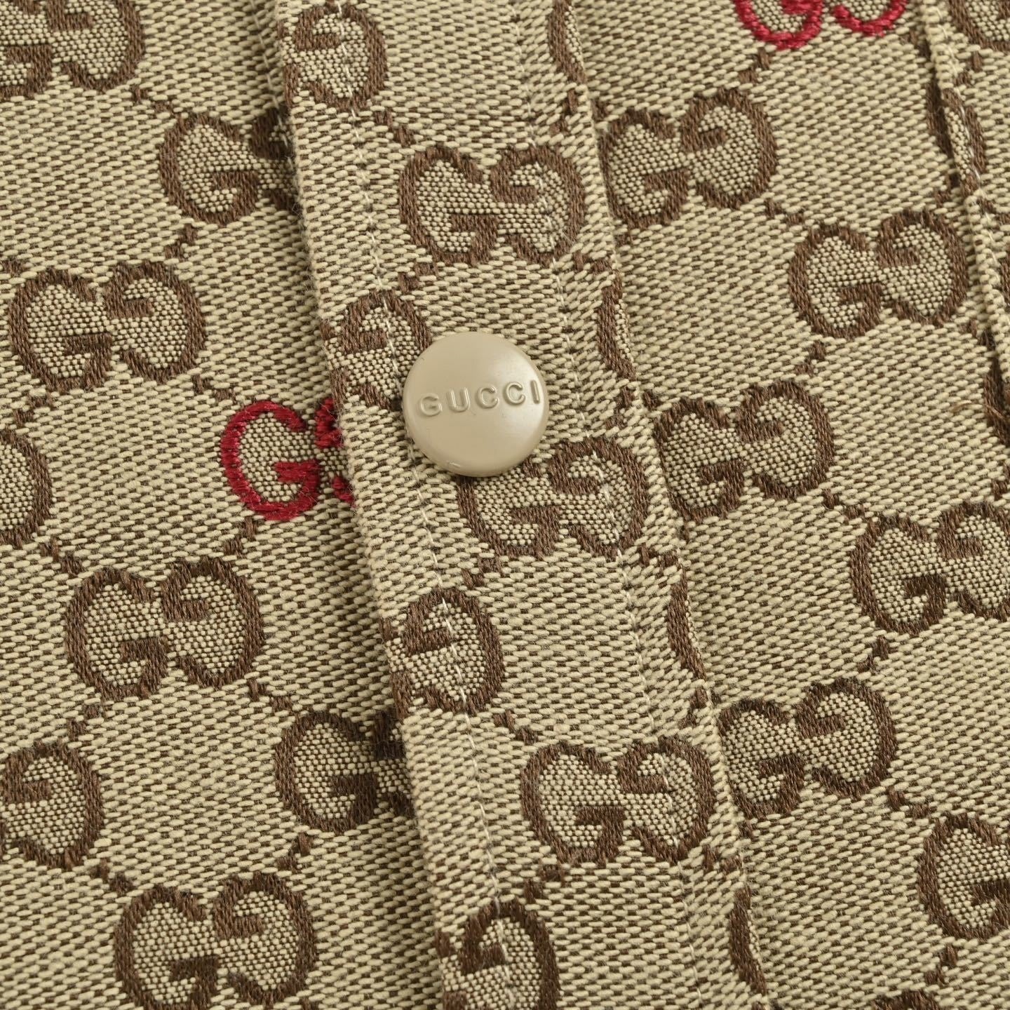 Colorful GG Embroidery Canvas Jacquard Overshirt | Beige
