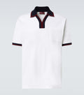 Contrast-Trim Johnny Collar Polo | White