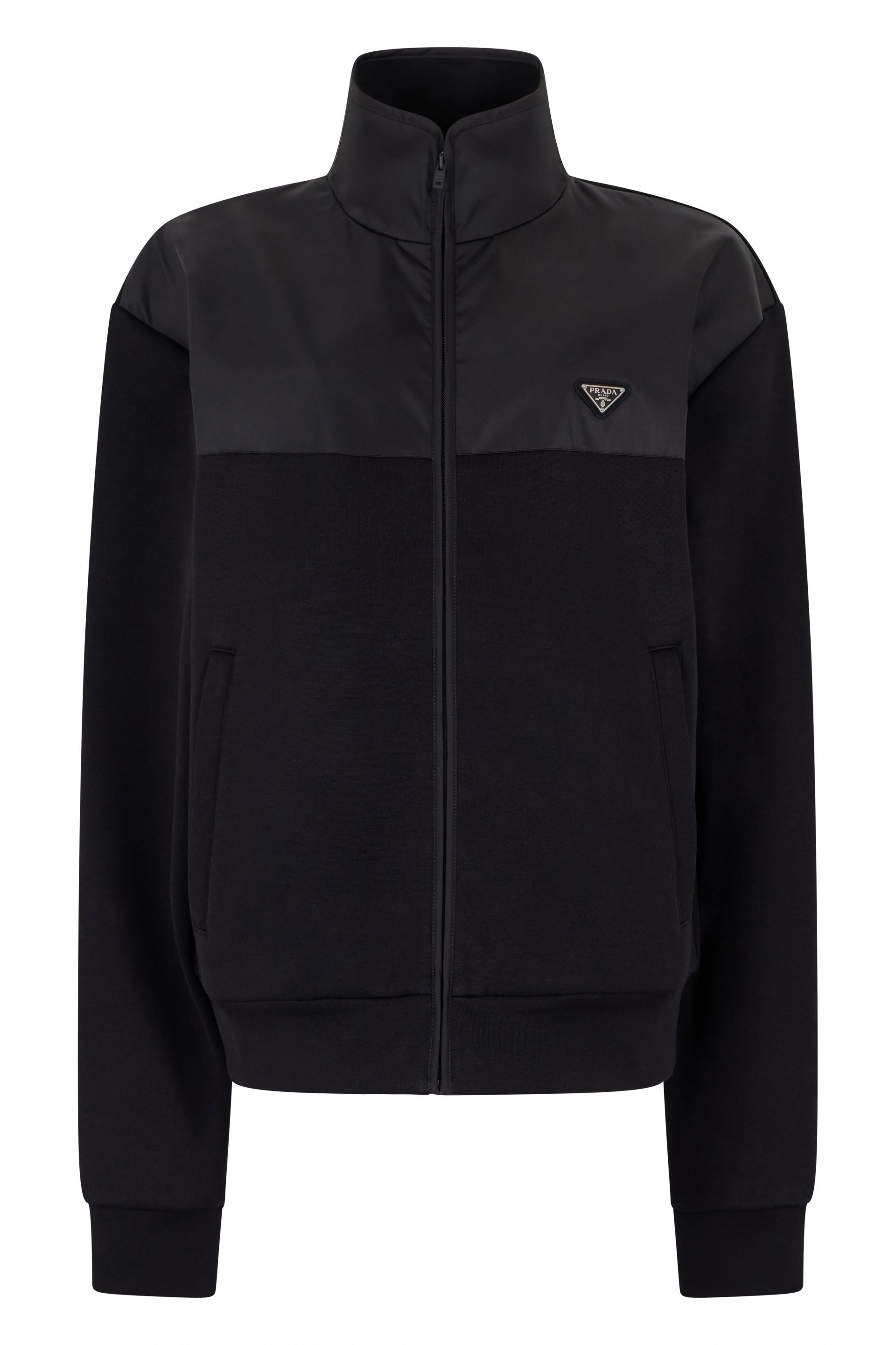 Paneled Zip-Up Sweatshirt | Black