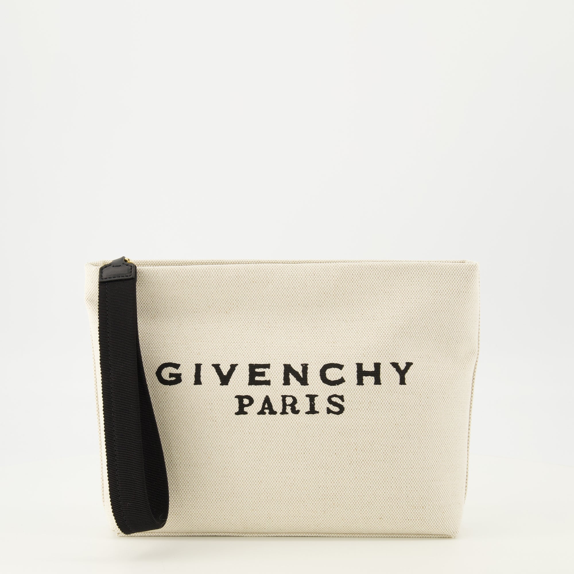Beige Canvas Clutch
