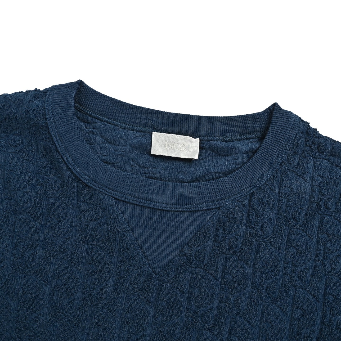 Oblique Jacquard Terry T-Shirt | Navy Blue
