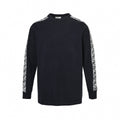 Oblique Sleeve Stripe Cotton Knit Crewneck