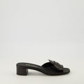 Black Leather Mules