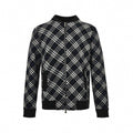 Diagonal Check Knit Zip-Up Jacket