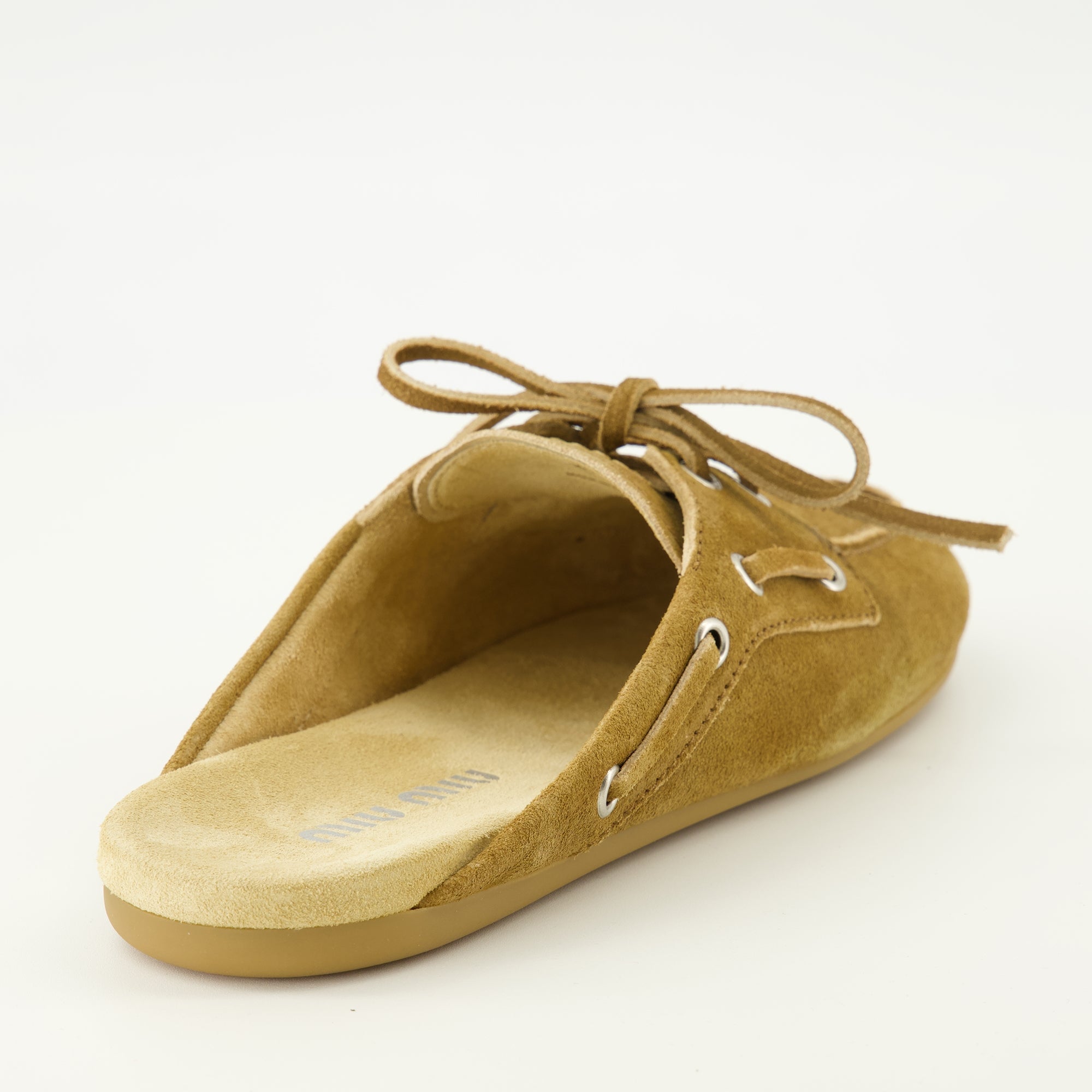 Brown Suede Boat Mules