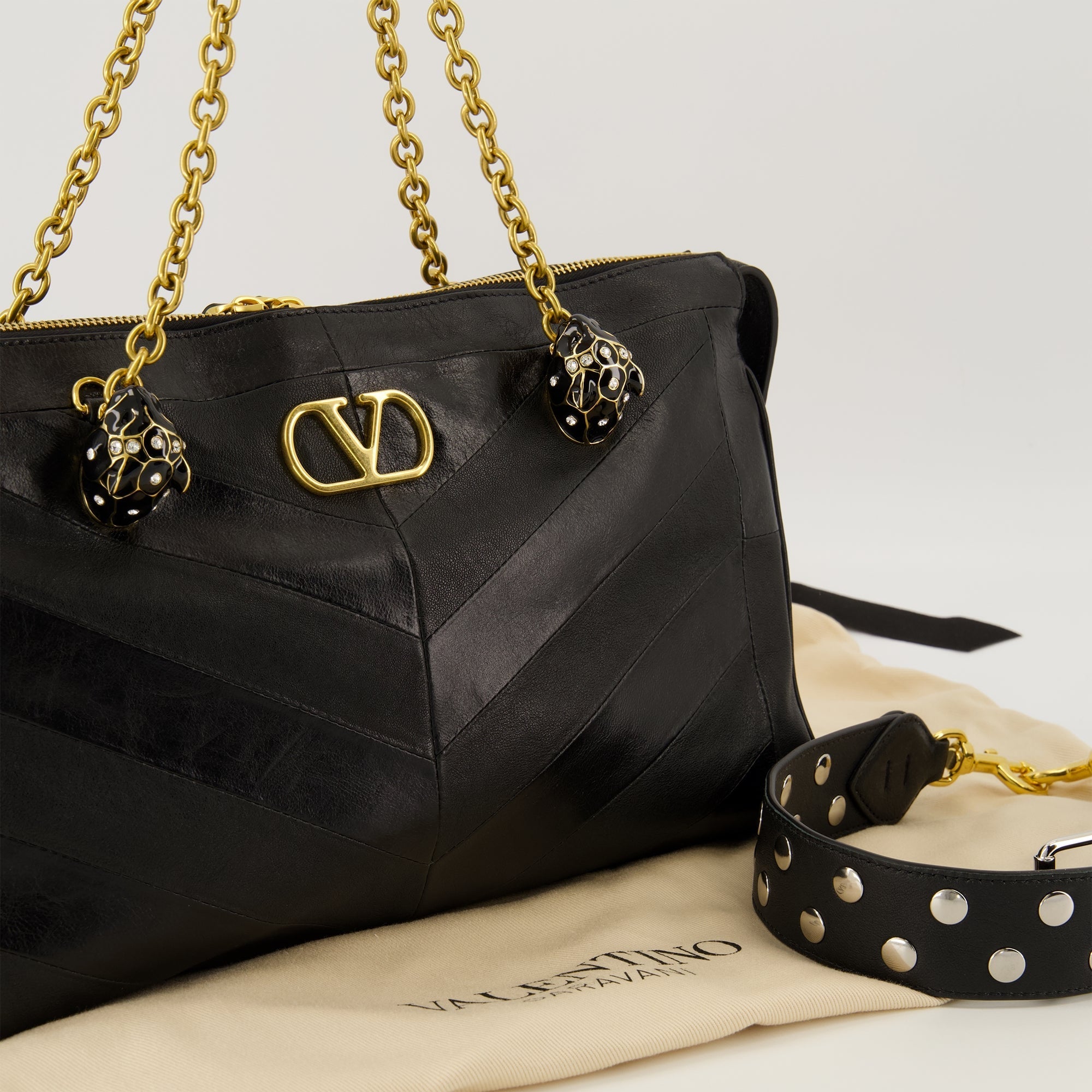 Panthea Black Leather Bag