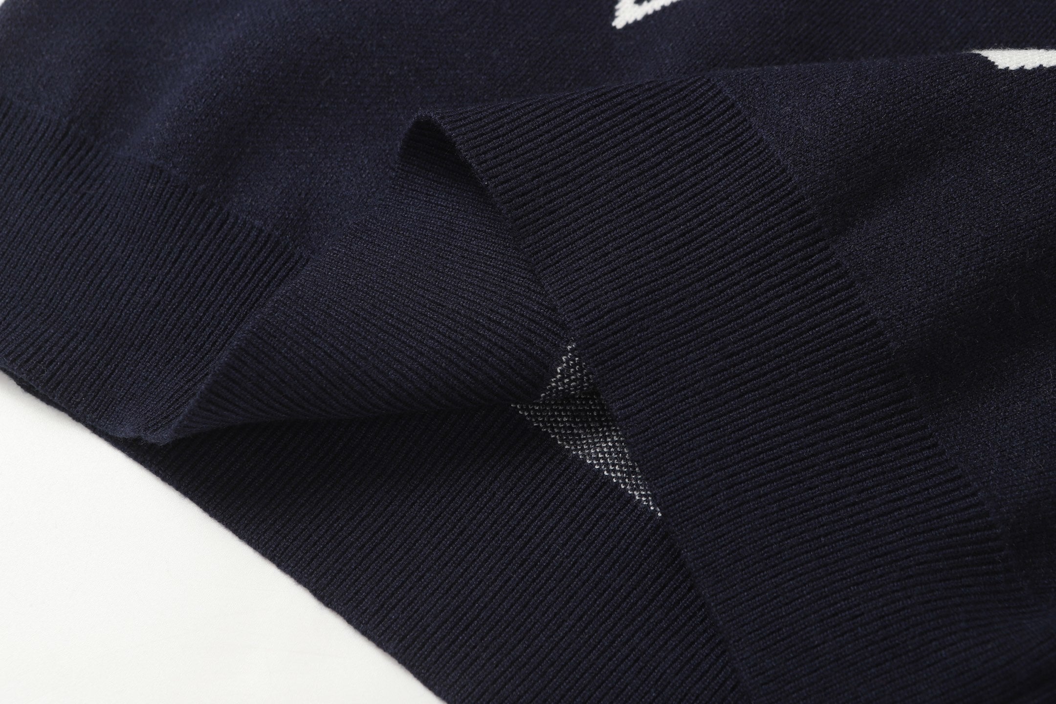Scattered Monogram Intarsia Wool Crewneck | Navy