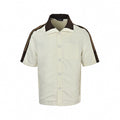 Contrast Stripe Camp Collar Shirt | Cream & Brown