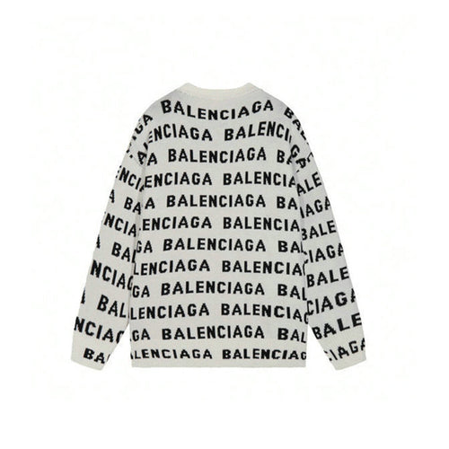 Allover Logo Diagonal Intarsia Knit Crewneck